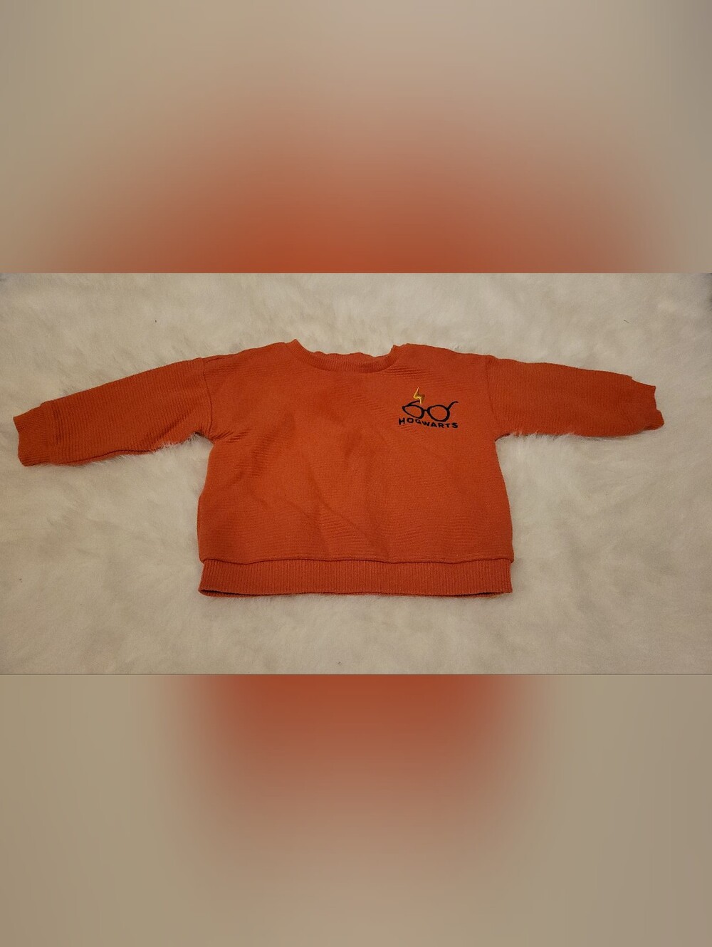 Kids Orange Hogwarts Logo Sleeve Tee
